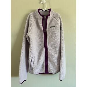 Columbia Girls Sherpa Fleece Jacket Size L 14/16 Lavender Purple Full Zip